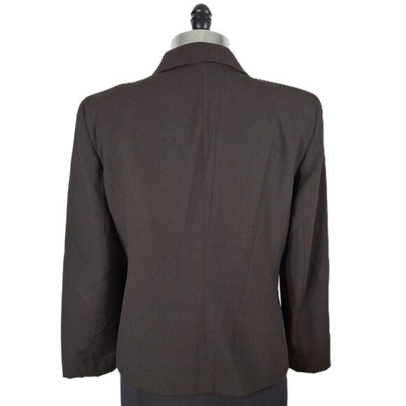 Michael Kors Womans Business Career Suit Blazer Jacket Sz 12 Matte Brown Fitted - Picture 10 of 16